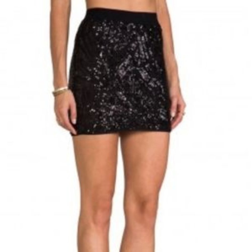 Medium BCBG‎ Black Sequenced Mini Skirt